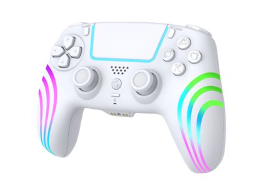 Alpha Omega Players Wireless Controller – White Rainbow LED – for PS4 and PC