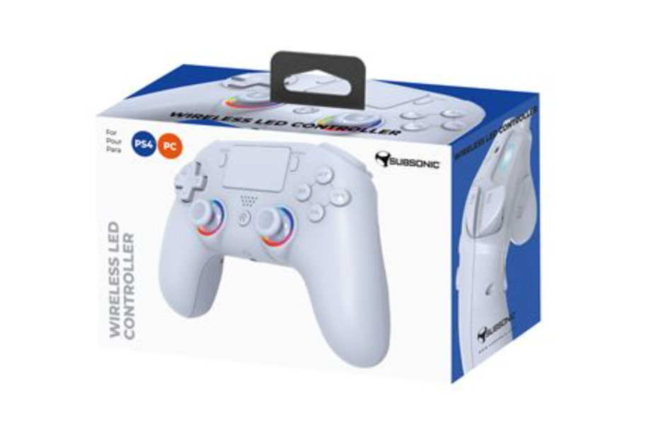 Subsonic Wireless Controller – White – for PS4 and PC